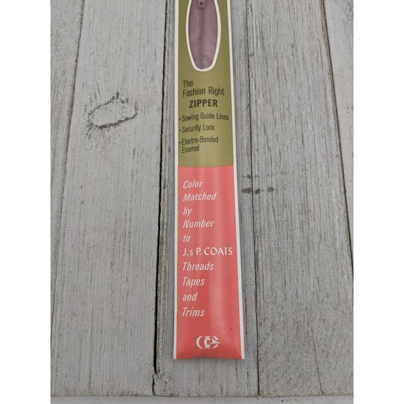 Vintage J&P Coats Neck Opening Metal Zipper 22" Almond Pink 310-A - Picture 3 of 4